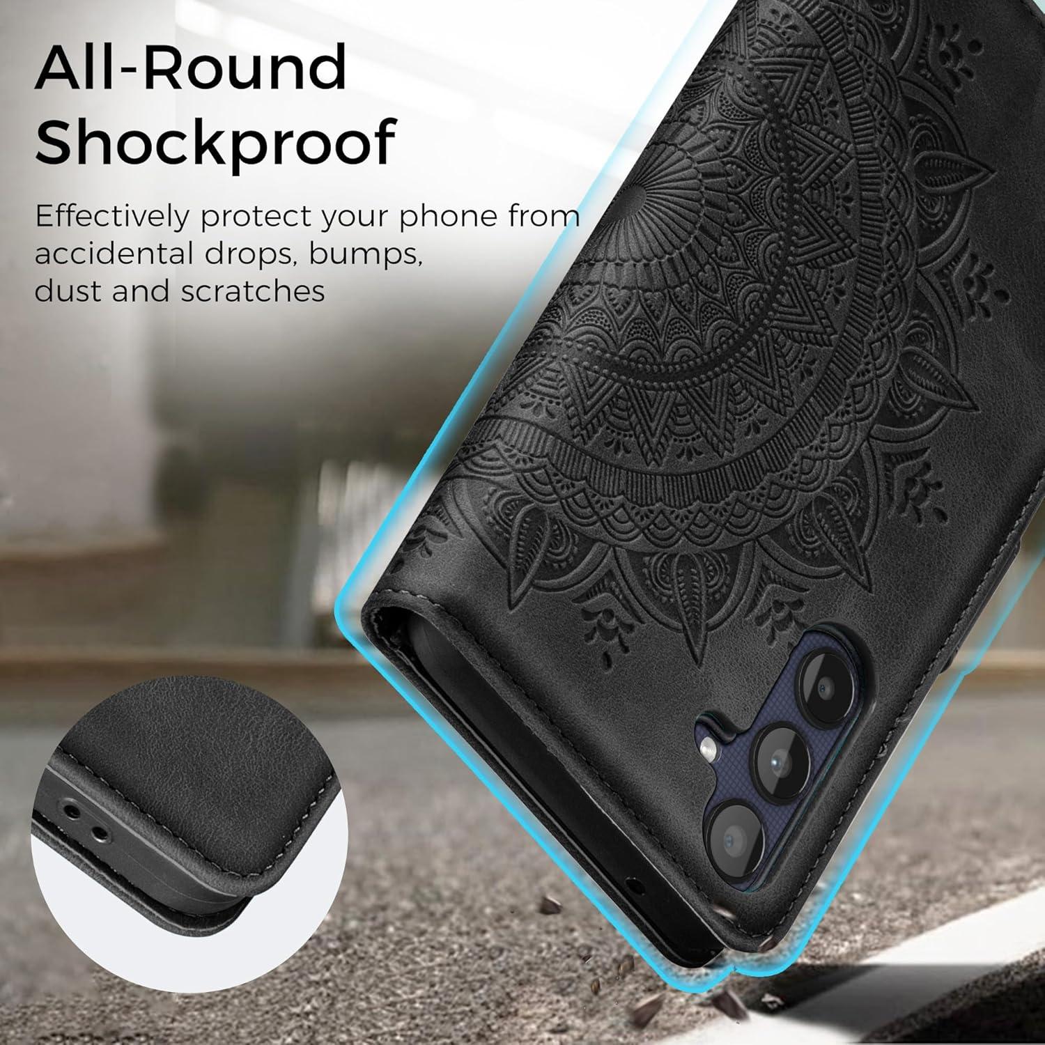 Lederhülle Samsung Galaxy A25 Flip Wallet Case Schwarz