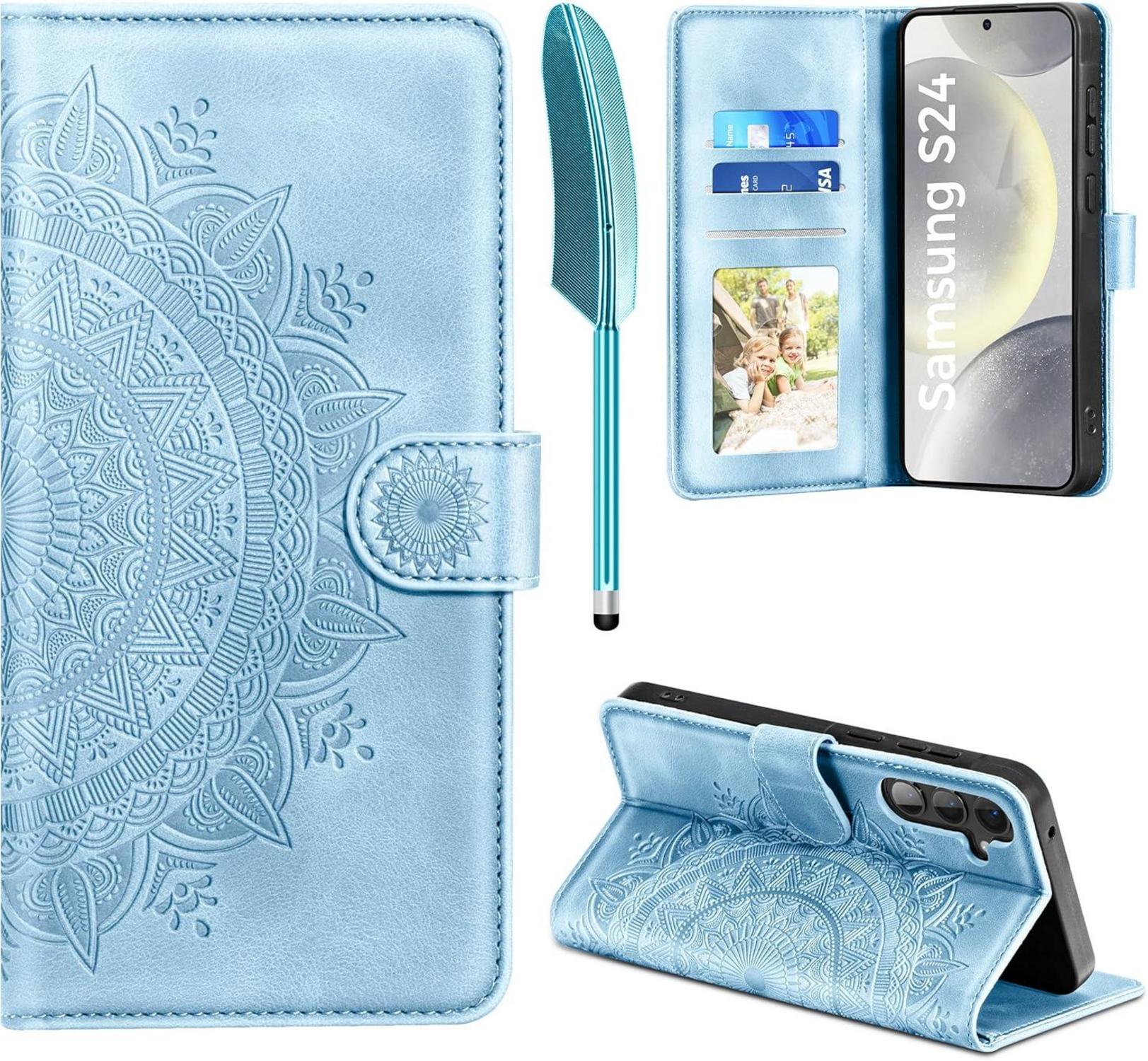Samsung Galaxy S24 5G Lederhülle Wallet Case Himmelblau