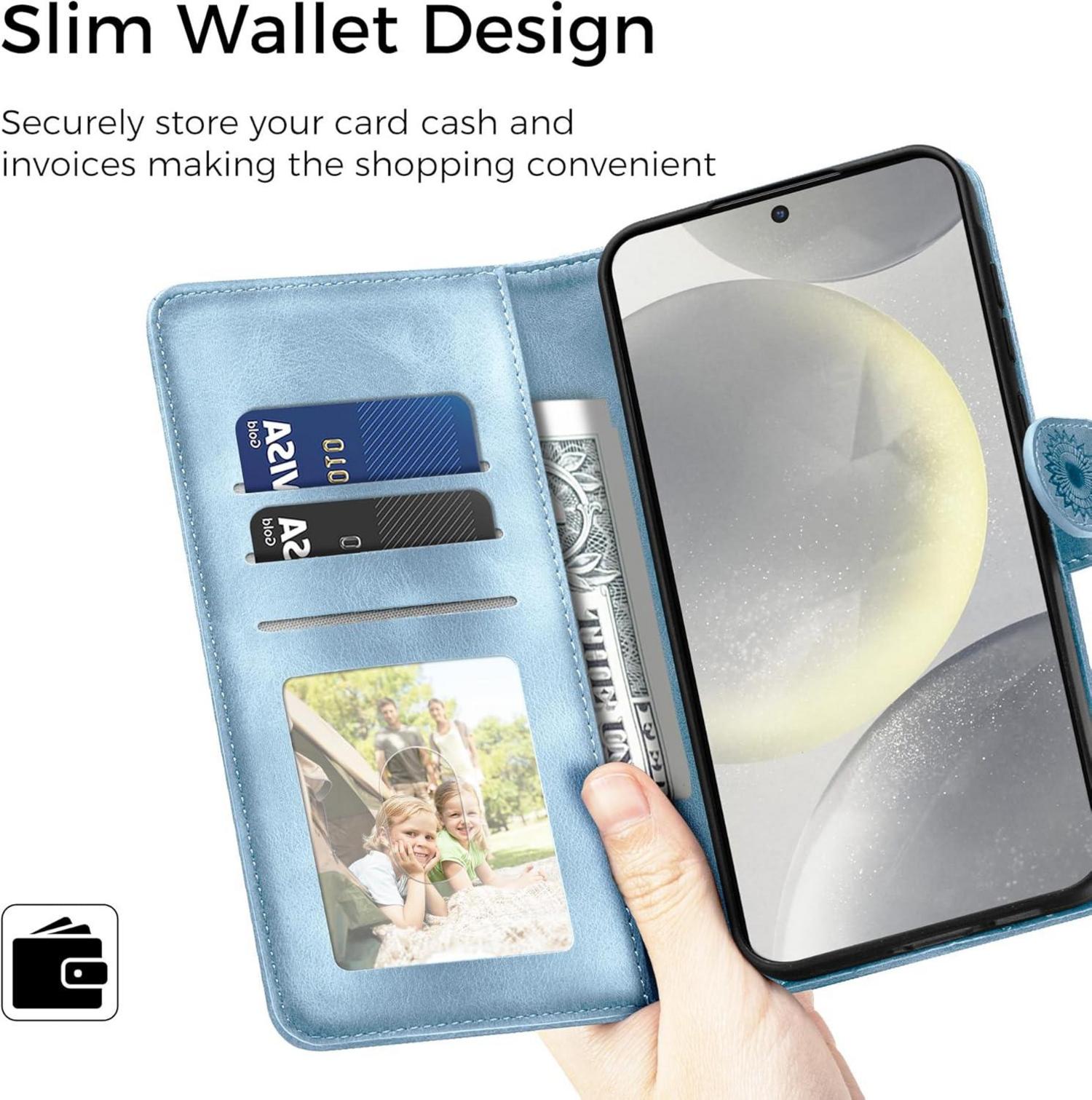 Samsung Galaxy S24 5G Lederhülle Wallet Case Himmelblau
