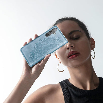 Samsung Galaxy S24 5G Lederhülle Flip Wallet Hülle Standfunktion Blau