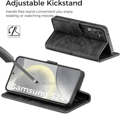 Luxuriöse Lederhülle für Samsung Galaxy S24 5G - Schwarz
