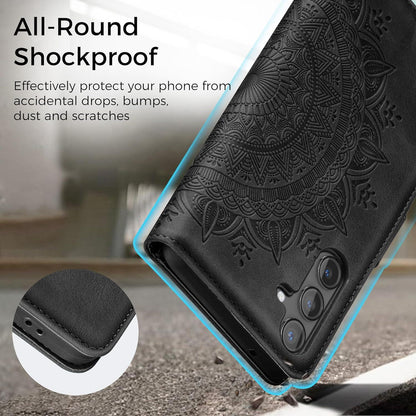 Samsung Galaxy S24 5G Hülle Leder Flip Wallet Schutzhülle Schwarz