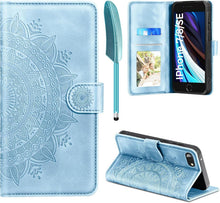 Handyhülle iPhone SE 2022/2020/7/8 Himmelblau PU Leder Flipcase