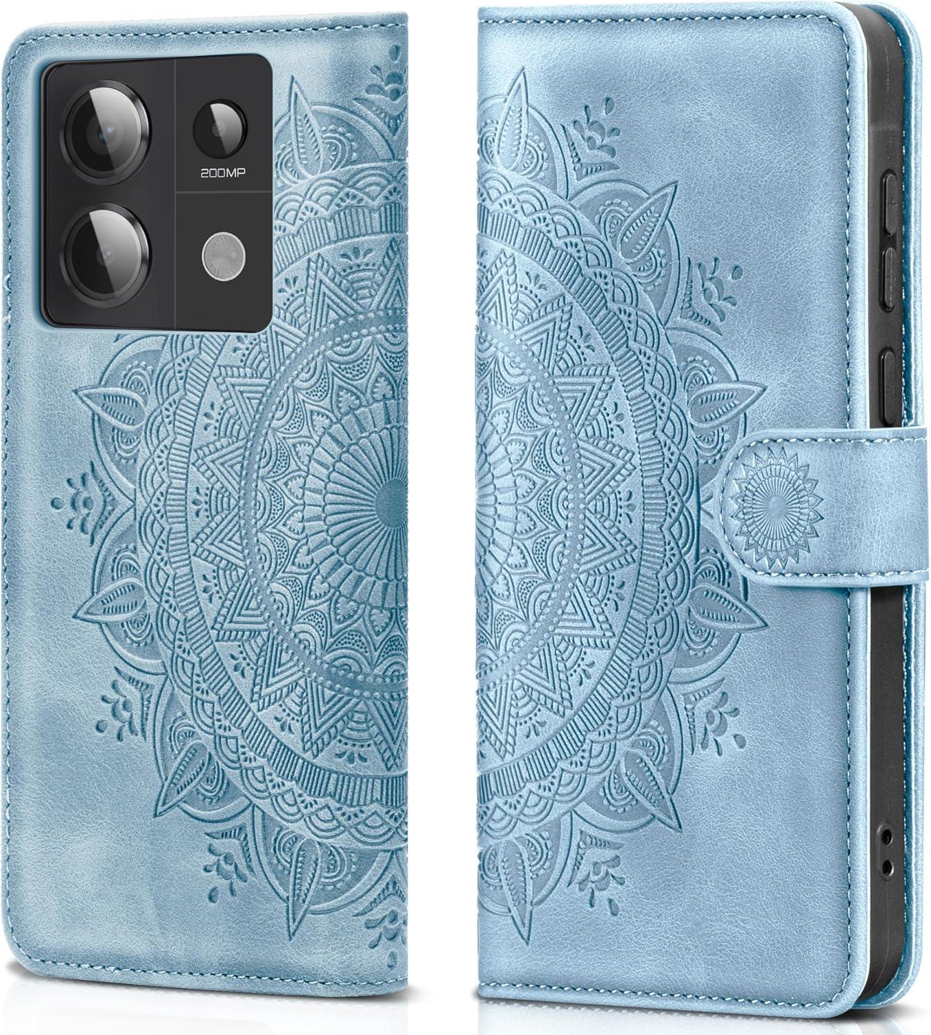 Xiaomi Redmi Note 13 Pro 5G Handyhülle Himmelblau Flip Wallet PU Leder Case Standfunktion