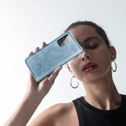 Lederhülle Samsung Galaxy A51 Flip Wallet Schutzhülle Himmelblau