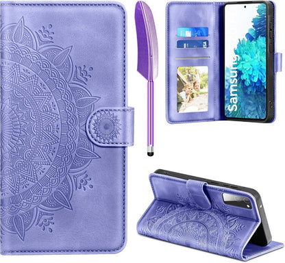 Lila Samsung Galaxy S20 FE Hülle Flip Wallet Case PU Leder mit