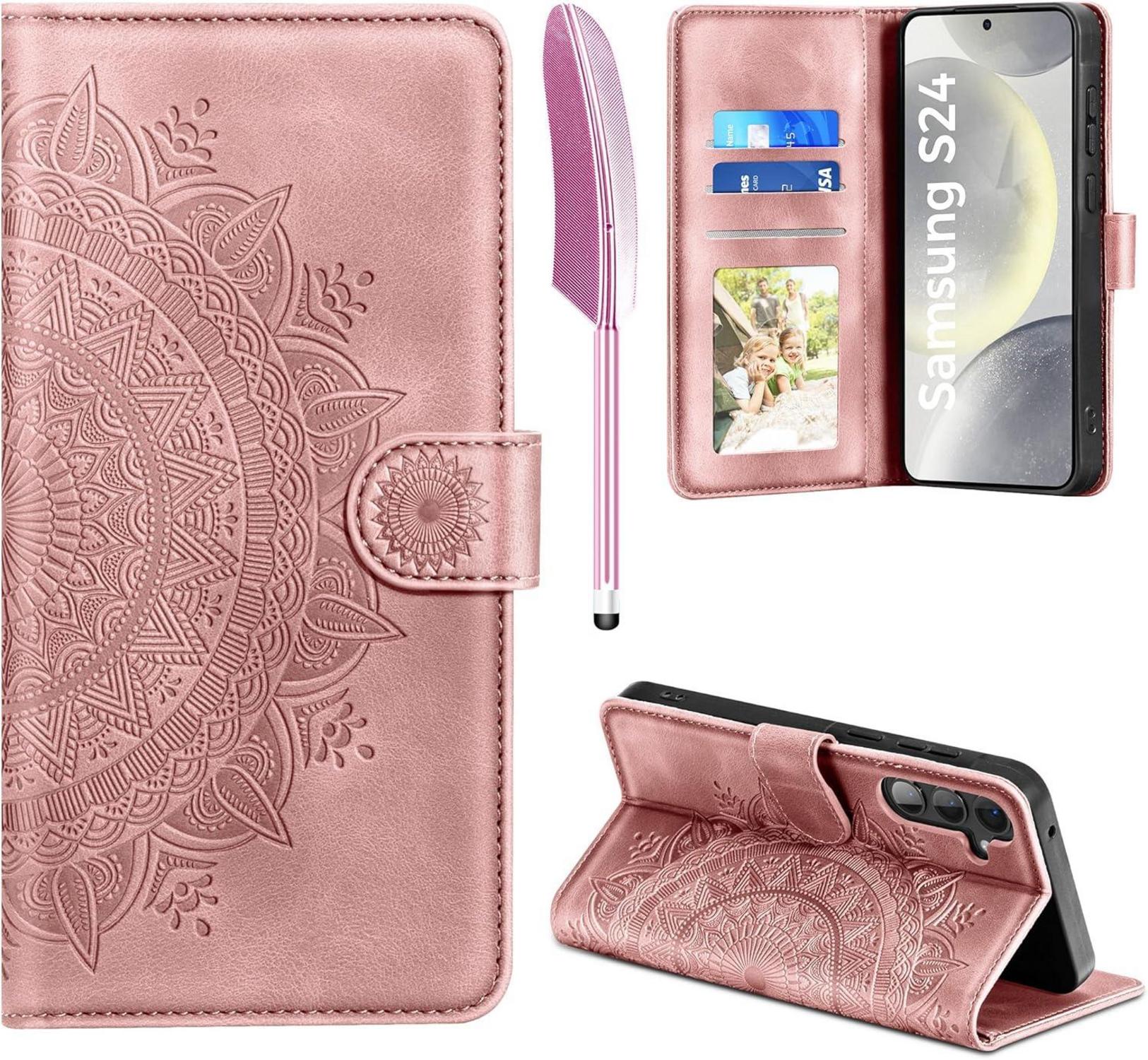 Samsung Galaxy S24 5G Lederhülle Flip Wallet Schutzhülle Rosa