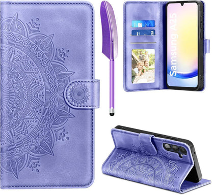 Samsung Galaxy A25 Lederhülle Flip Wallet Case Lila