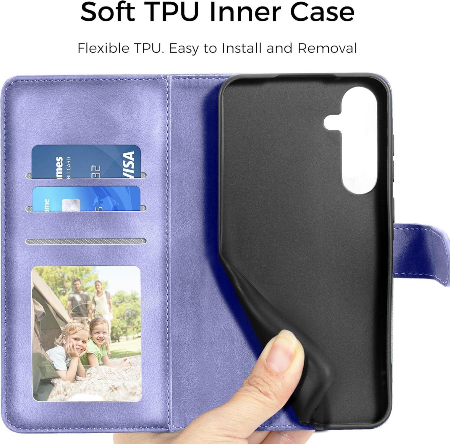 Samsung Galaxy A25 Lederhülle Wallet Flip Case Lila