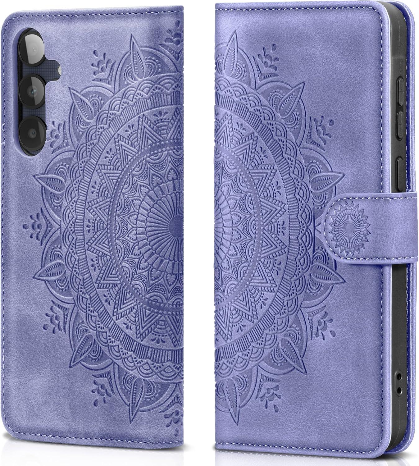 Samsung Galaxy A25 Lederhülle, Flip Wallet Case mit Standfunktion, Kartenfach, Magnet in Lila