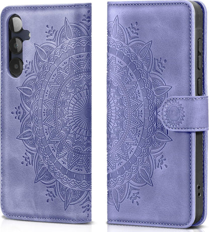 Samsung Galaxy A25 Lederhülle, Flip Wallet Case mit Standfunktion, Kartenfach, Magnet in Lila