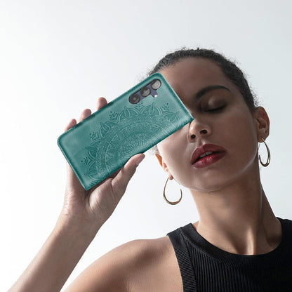 Samsung Galaxy A25 Leder Flip Wallet Hülle Grün