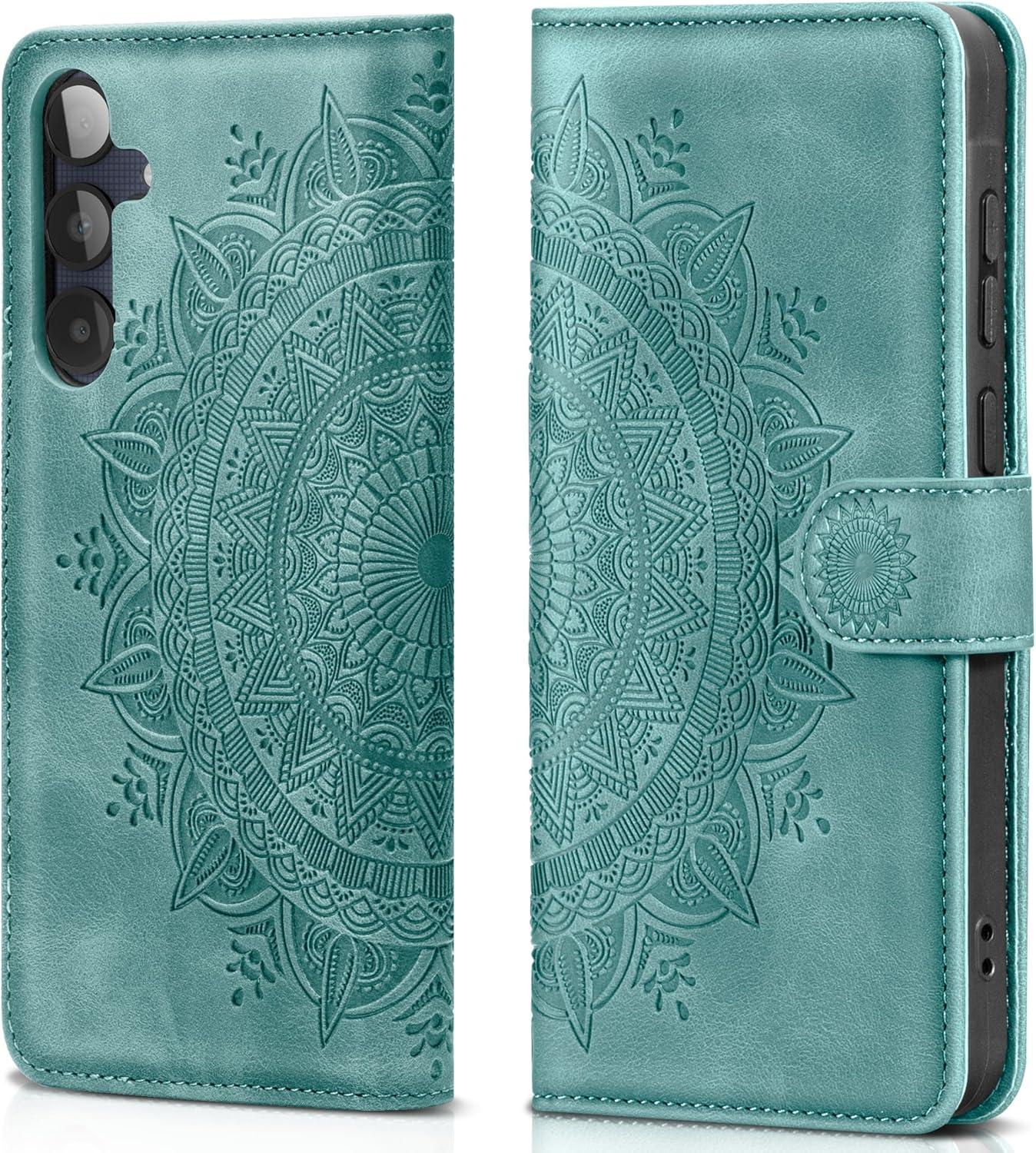 EASDNB Samsung Galaxy A25 Lederhülle Flip Wallet Case Grün