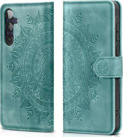 EASDNB Samsung Galaxy A25 Lederhülle Flip Wallet Case Grün