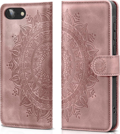 Handyhülle für iPhone SE 2022/2020 7 8 Leder Flip Tasche Rosa