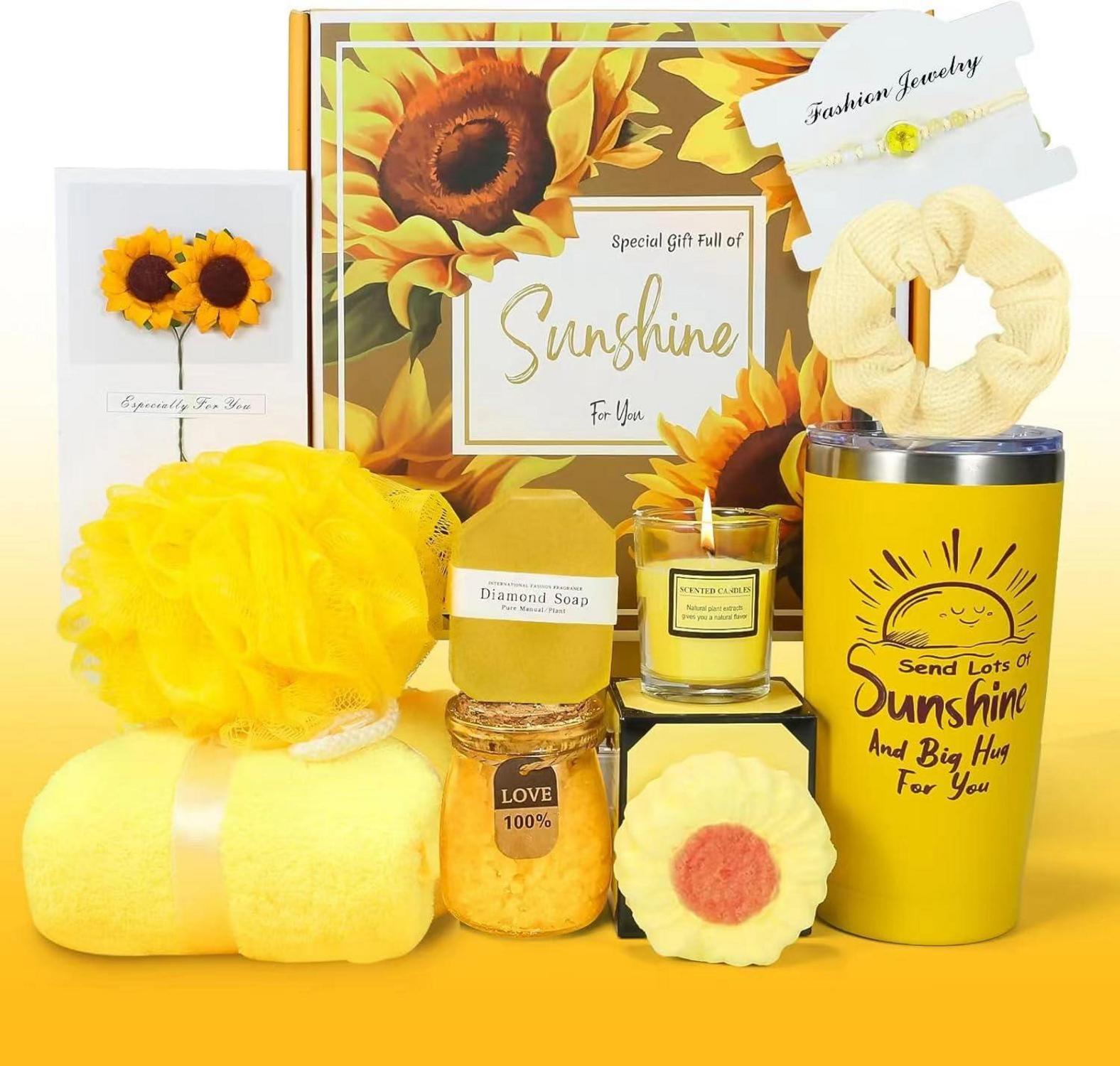 Wellness Geschenkbox für Frauen mit Sonnenblume-Becher