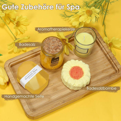 Wellness Geschenkset für Frauen mit Sonnenblumen-Becher Gelb