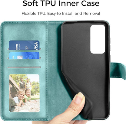Samsung Galaxy S20 FE Leder Wallet Hülle Grün Magnet Ständer Kartenfach