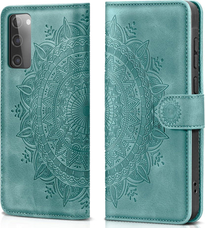 EASDNB Samsung Galaxy S20 FE Lederhülle Wallet Case Grün Flip Schutzhülle