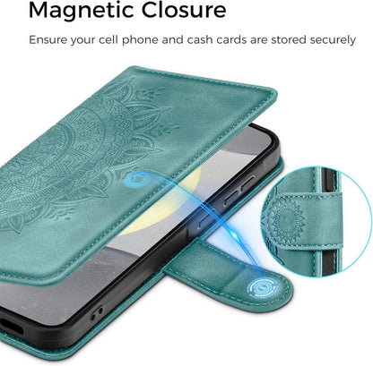 Samsung Galaxy S24 5G Leder Flip Wallet Hülle Grün Kartenfach Standfunktion