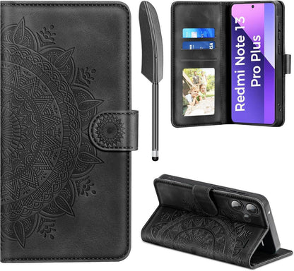 Handyhülle Xiaomi Redmi Note 13 Pro Plus 5G PU Leder Schwarz