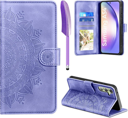 Samsung Galaxy A54 5G Lederhülle Wallet Cover in Lila