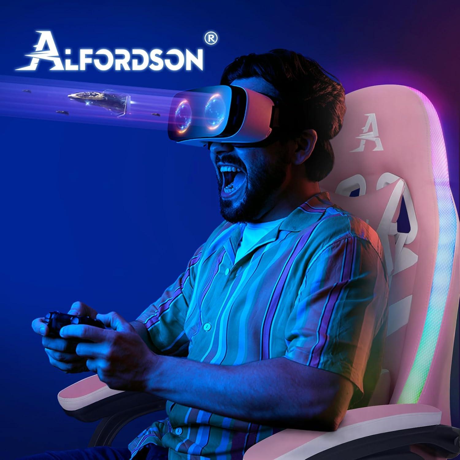 Gaming Stuhl mit Massagefunktion und 12 LED Farben - Ergonomischer