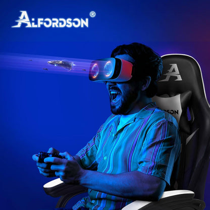 Gaming-Stuhl mit 2-Punkt-Massage Lendenkissen höhenverstellbar