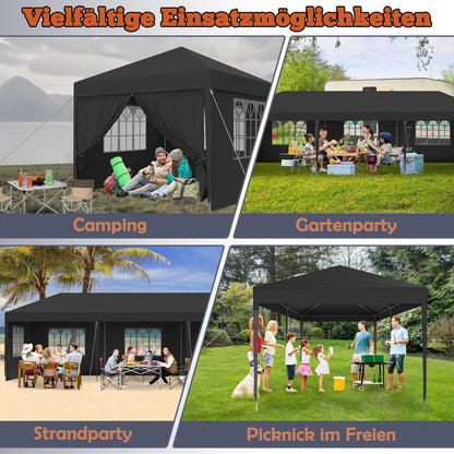 3x6m Pavillon Wasserdicht & Stabil – Garten- & Partyzelt Anthrazit