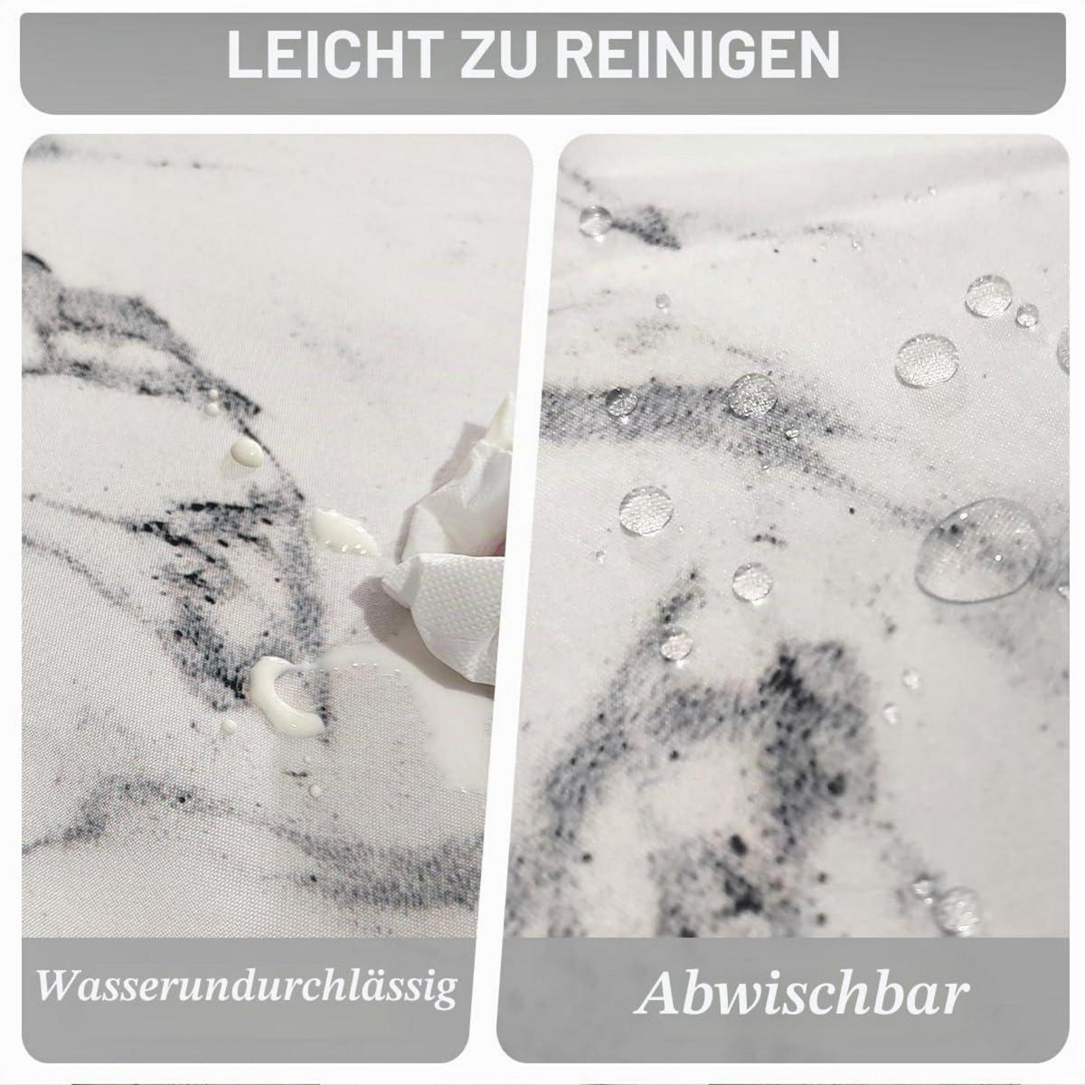 Runde Tischdecke abwaschbar 80cm – Elastisch, Marmoroptik