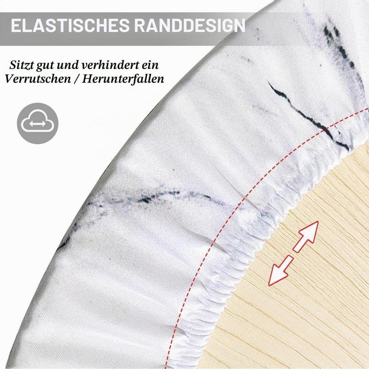 Runde Tischdecke abwaschbar 80cm – Elastisch, Marmoroptik