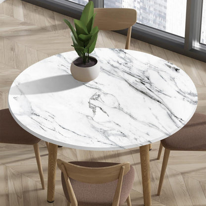 Runde Tischdecke abwaschbar 80cm – Elastisch, Marmoroptik