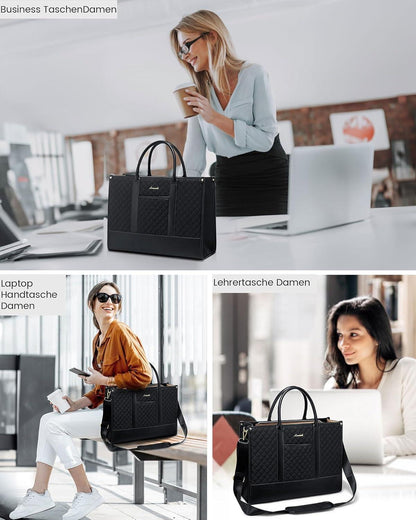LOVEVOOK Laptoptasche Damen 17 Zoll Schwarz Wasserdicht Groß Tote Bag