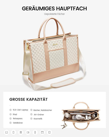 Wasserdichte Laptoptasche Damen 15,6 Zoll Arbeit Uni Beige