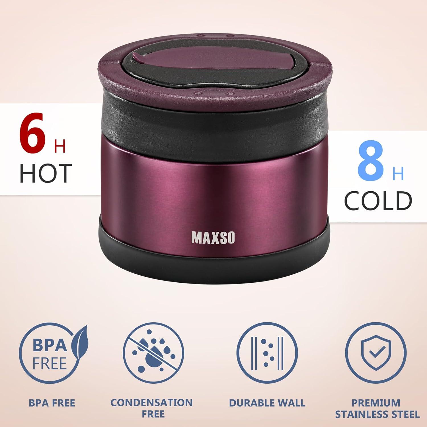Thermobehälter Edelstahl 700ml Warmhaltebox Lila mit Löffel