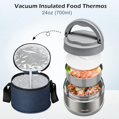 Itslife 700ml Thermobehälter Edelstahl Löffel Warmhaltebox