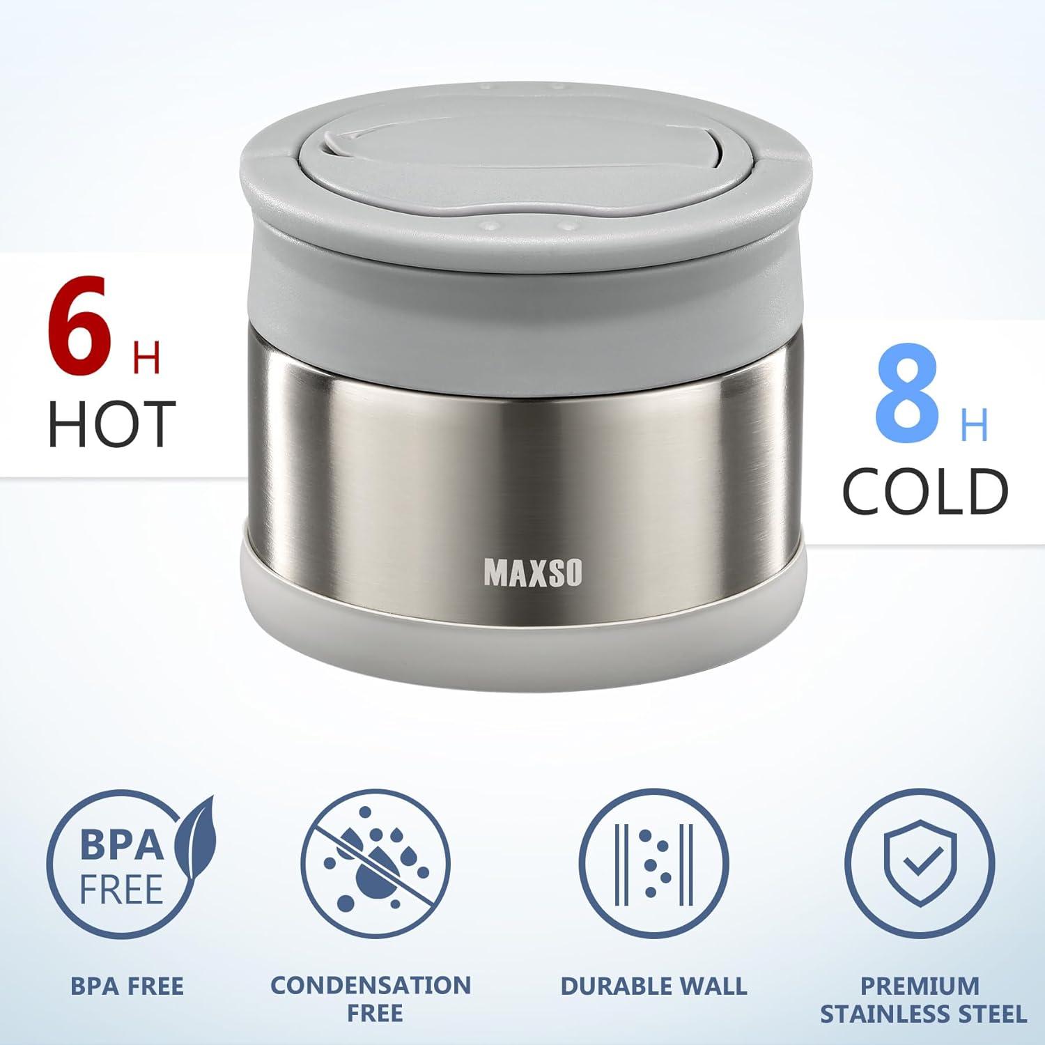 Thermobehälter Edelstahl mit Löffel 700ml Warmhaltebox + Auslaufsicher Silber