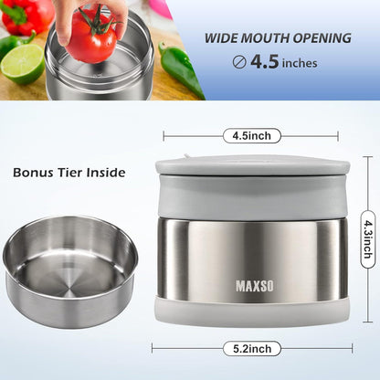 Thermobehälter für Essen 700ml Edelstahl Warmhaltebehälter mit Löffel