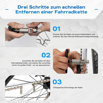 Kettennieter Fahrrad Reparatur Set mit Kettenschloss Zange 4 Paar Nieten