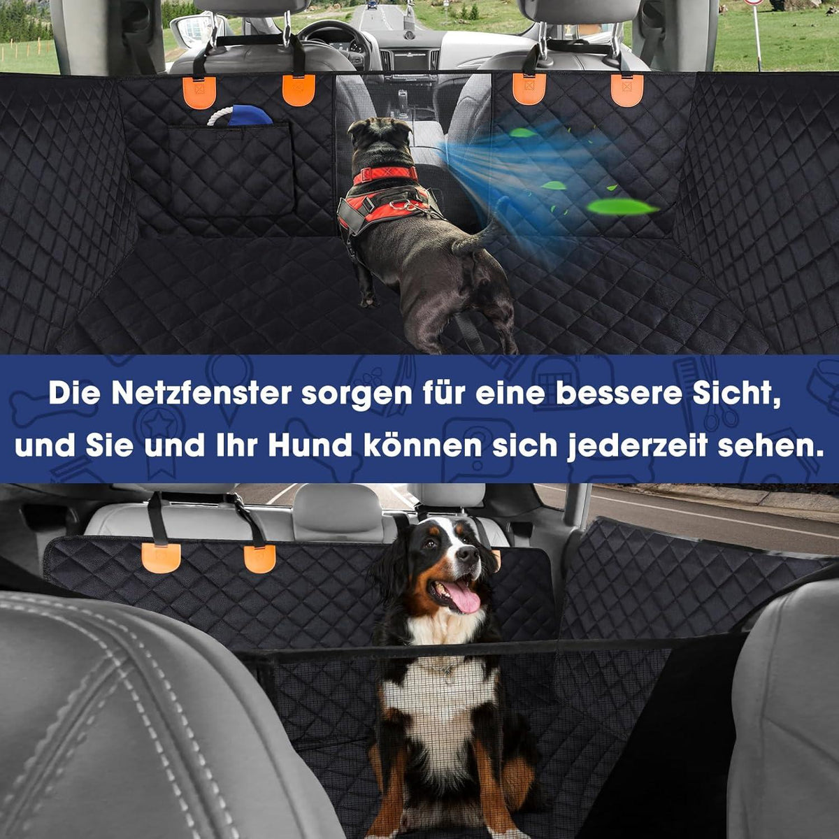 Hundedecke Auto Rückbank Oxford Stoff Hunde Autositz Wasserdicht Sichtfenster