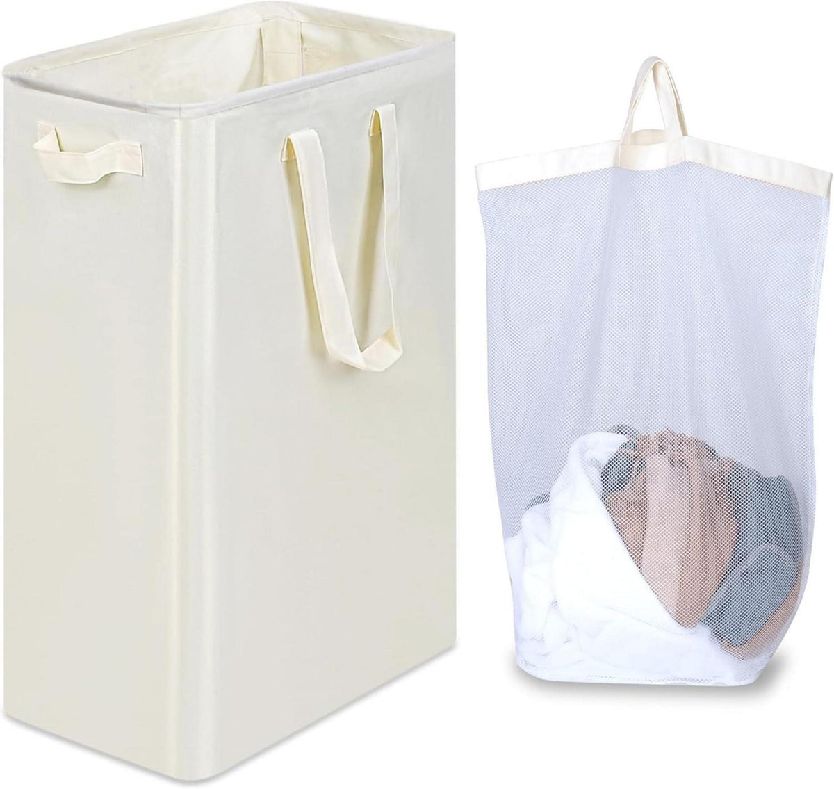 Wäschekorb 75L mit Herausnehmbarer Innentasche Beige