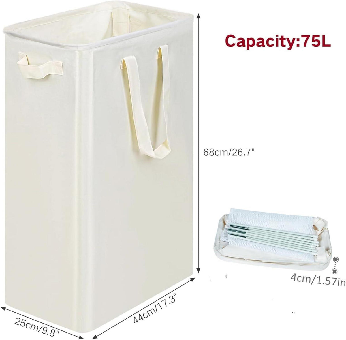 Wäschekorb 75L mit Herausnehmbarer Innentasche Beige
