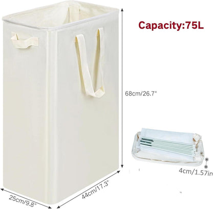 Wäschekorb 75L mit Herausnehmbarer Innentasche Beige