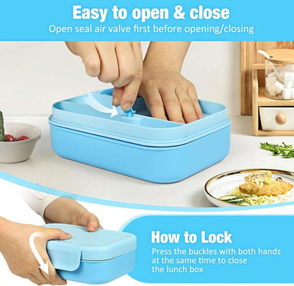 CAPERCI Brotdose Kinder Bento Box Lunchbox 1400ml Auslaufsicher Blau
