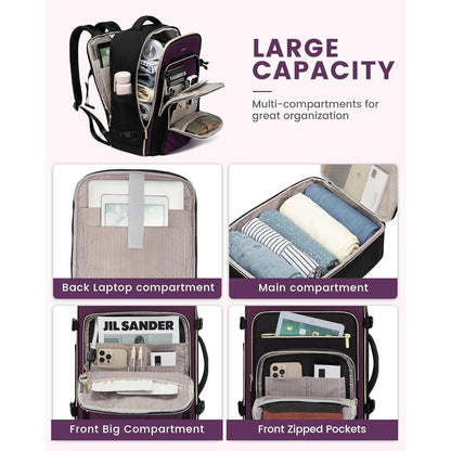 40L Reiserucksack Damen Handgepäck mit 3 Packing Cubes