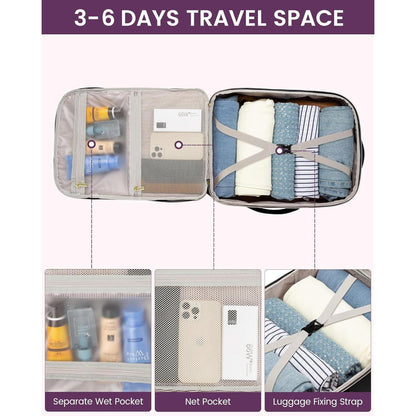 40L Reiserucksack Damen Handgepäck mit 3 Packing Cubes