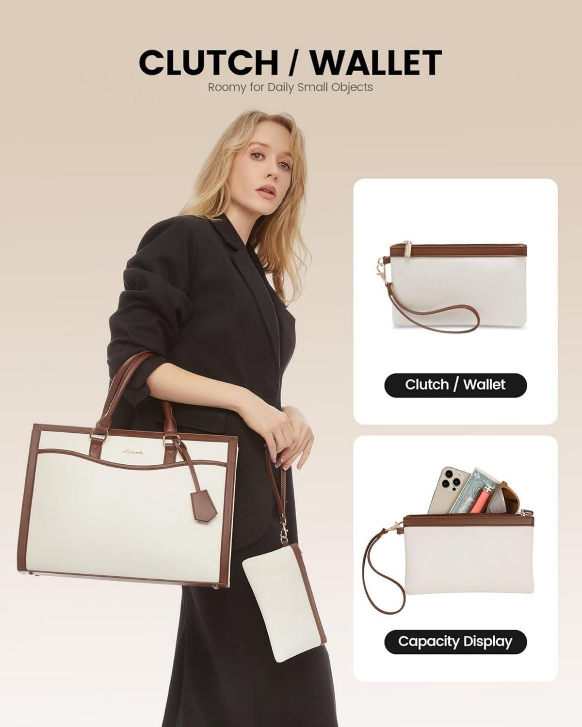 Große Laptop Handtasche 15,6 Zoll Damen Business Schultertasche Uni