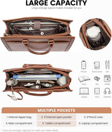 Laptoptasche Damen 15.6 Zoll Handtasche Groß Leder Tote Bag