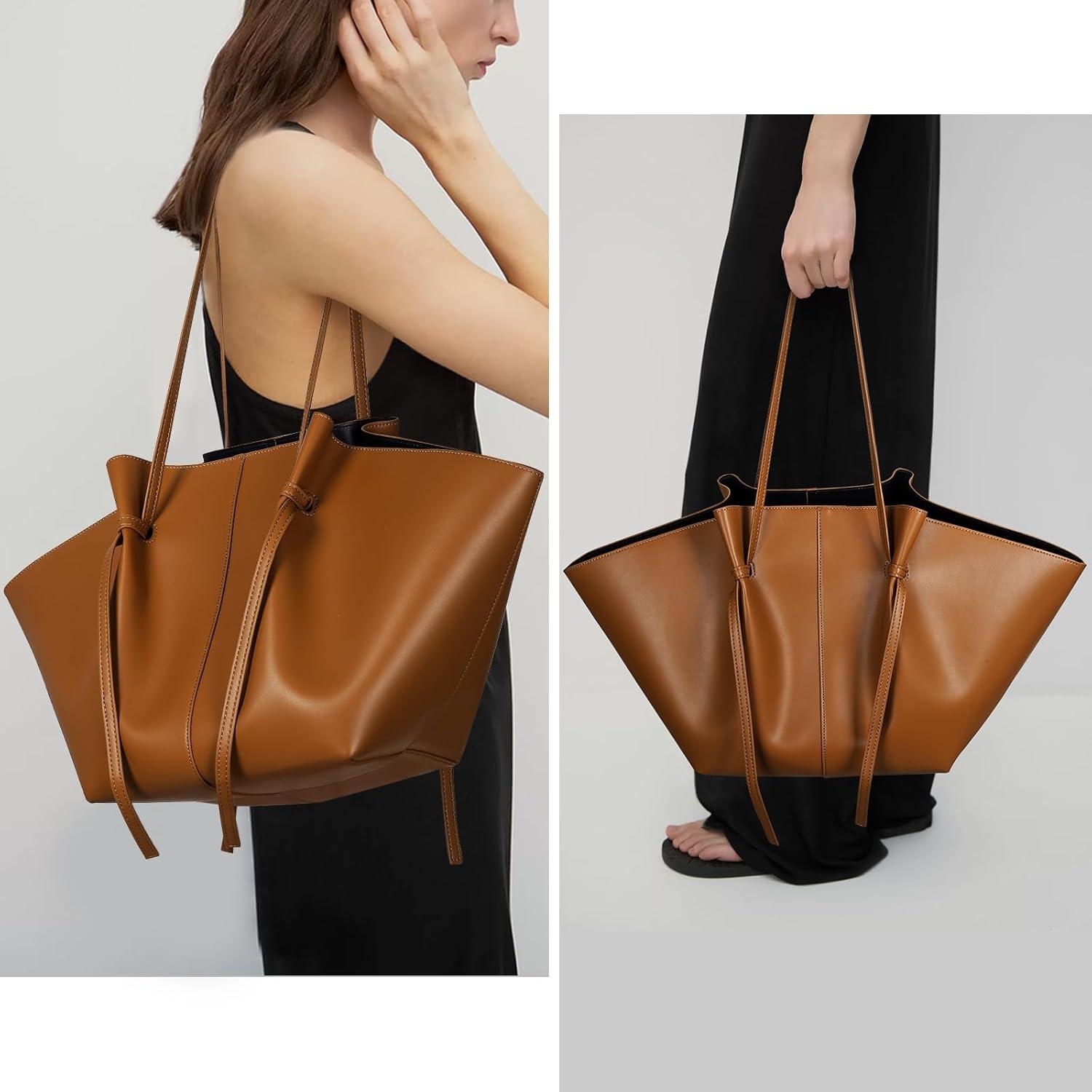 Große Kunstleder Tote Bag mit Verstellbarem Schultergurt