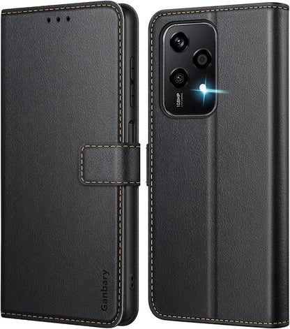 Handyhülle für Honor 200 Lite - Premium Leder Klapphülle - Schwarz